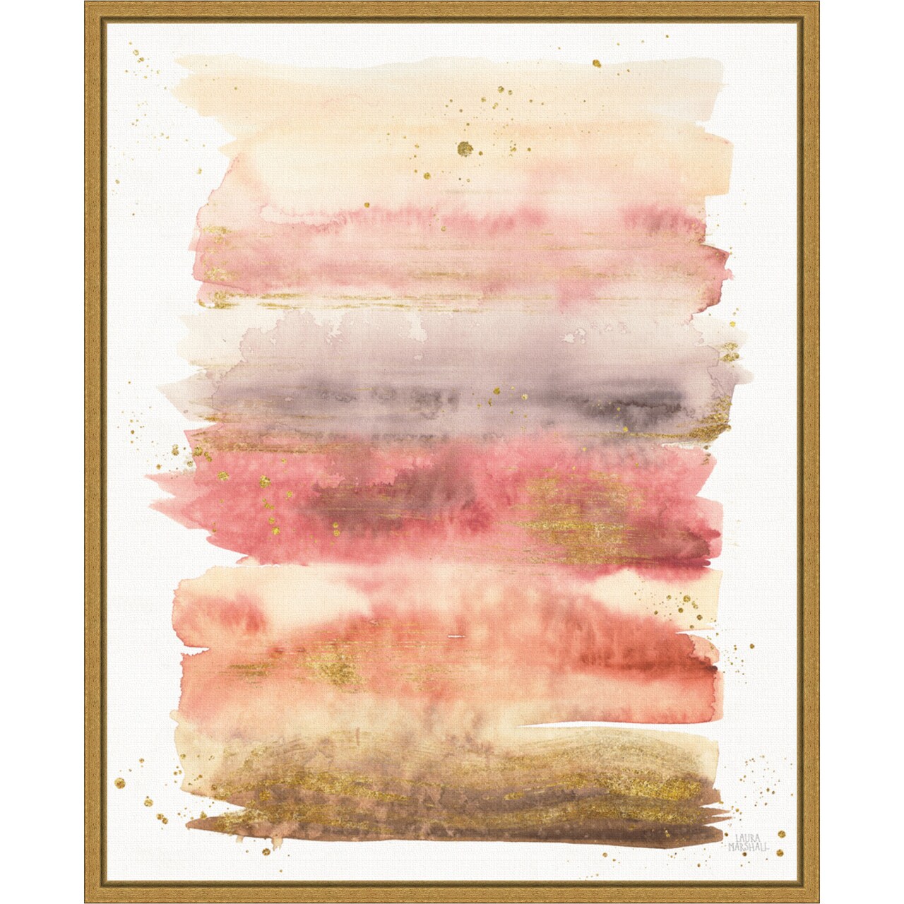 Desert Blooms Abstract I by Laura Marshall 16-in. W x 20-in. H. Canvas Wall Art Print Framed in Gold